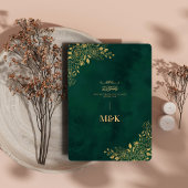 エメ王室のラルドグリーン金ゴールドフローラ結婚イスラム 招待状