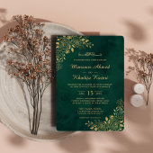 エメ王室のラルドグリーン金ゴールドフローラ結婚イスラム 招待状