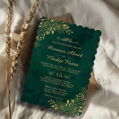 エメ王室のラルドグリーン金ゴールドフローラ結婚イスラム 招待状