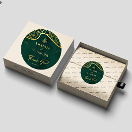 エメ王室のラルドグリーン金ゴールド結婚グリッターありがとう ラウンドシール