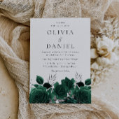 エメ素晴らしラルドグリーンフローラ結婚ズ 招待状