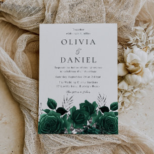 エメ素晴らしラルドグリーンフローラ結婚ズ 招待状