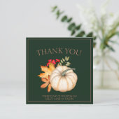 エメ素朴ラルドグリーン秋秋パンプキンス結婚ズ サンキューカード (スタンド正面)