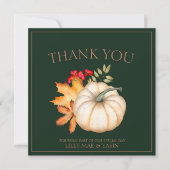 エメ素朴ラルドグリーン秋秋パンプキンス結婚ズ サンキューカード (正面)