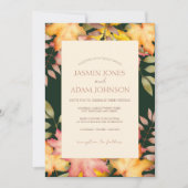 エメ素朴ラルドグリーン秋紅葉結婚ズ 招待状 (正面)