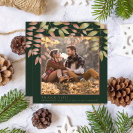 エメ素朴ラルドグリーン紅葉フォト結婚ズ サンキューカード