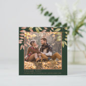 エメ素朴ラルドグリーン紅葉フォト結婚ズ サンキューカード (スタンド正面)