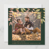 エメ素朴ラルドグリーン紅葉フォト結婚ズ サンキューカード (正面)