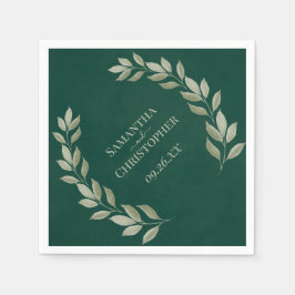 エメ素朴ラルド&セージ葉ズアゴ結婚ル スタンダードカクテルナプキン