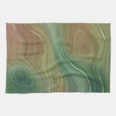 エメ自然ラルド層 |グリーンインクとゴールデンインクの瑪瑙 キッチンタオル (横)