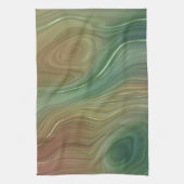 エメ自然ラルド層 |グリーンインクとゴールデンインクの瑪瑙 キッチンタオル (縦)