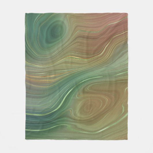 エメ自然ラルド層 |グリーンインクとゴールデンインクの瑪瑙 フリースブランケット (正面)