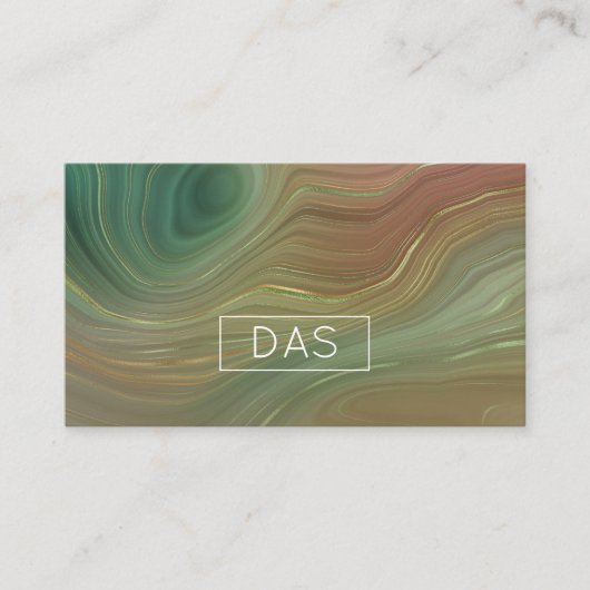 エメ自然ラルド層 |グリーンインクとゴールデンインクの瑪瑙 名刺 (正面)