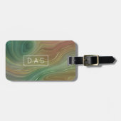 エメ自然ラルド層 |グリーン金ゴールドインクモノグラム ラゲッジタグ (正面横)