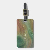 エメ自然ラルド層 |グリーン金ゴールドインクモノグラム ラゲッジタグ (正面縦)