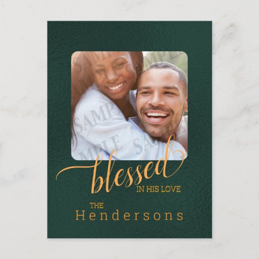 エメ賛美ラルドグリーンファミリーのカスタム写真 ポストカード (正面)