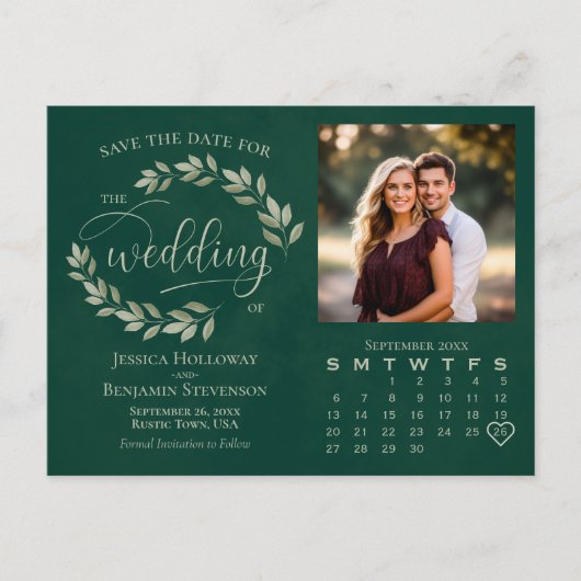 エメ離れラルドフォトカレ結婚ンダの日付 案内ポストカード (正面)