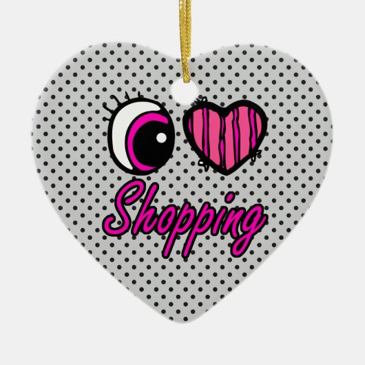 エモアイハートイラブショッピング セラミックオーナメント (正面)