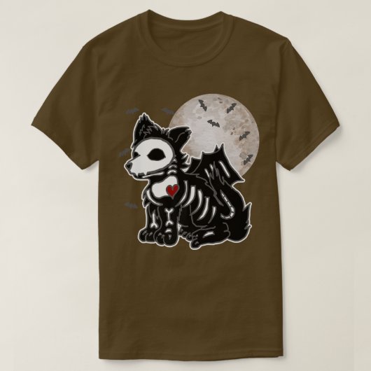 エモウルフスケルトン満月アニメゴシック美学H Tシャツ (デザイン正面)