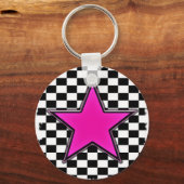 エモピンクスター市松模様にズ キーホルダー (正面)