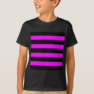 エモピンク&ブラックストライプ-アルタナティブグランジロック Tシャツ