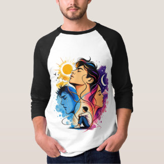 エモーショナルエッセンス - エクスプレッシブアウトラインアートTシャツ Tシャツ