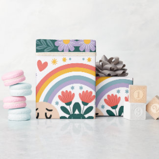 エモーショナルサポートギフトラップ – Rainbow & ハート ラッピングペーパー