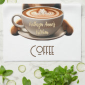 エモーショナルサポートコーヒーかわいいメンタルヘルス キッチンタオル (折り畳み)