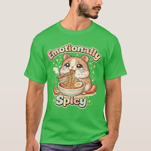 エモーショナルスパイシーハムスターラーメンTシャツ Tシャツ (正面)