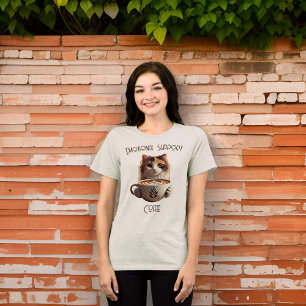 エモーショナル・サポートコーヒーかわいい猫メンタルヘルス トライブレンドTシャツ