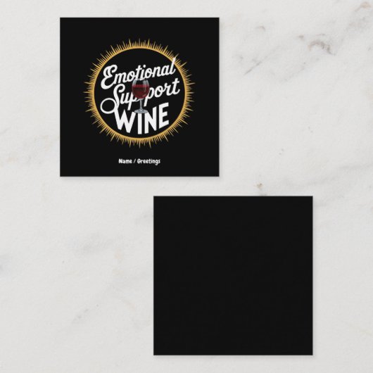 エモーショナル・サポート飲料おもしろいワイン愛好家 スクエア名刺 (正面/裏面)