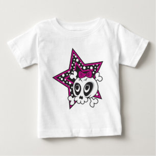 エモ女の子らしスカル ベビーTシャツ