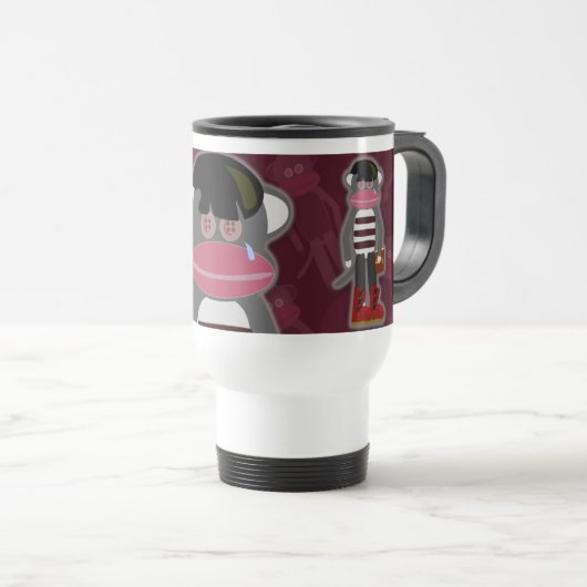 エモ間抜けソックモンキー怒りの漫画のキャラクター トラベルマグ (正面右)