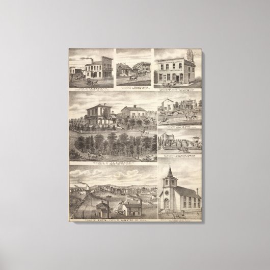 エヨタの住宅、ビジネス、町 キャンバスプリント (正面)