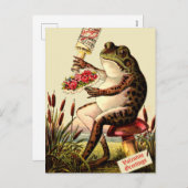エラおもしろいービクトリアンフロッグオンタッドスツールバレンタイン シーズンポストカード (正面/裏面)