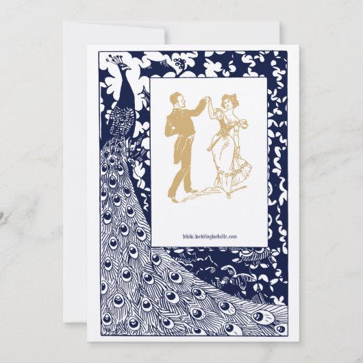 エラエレガントービクトリアンアールヌーボーピーコッ結婚ク 招待状 (裏面)