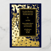 エラエレガントービクトリアンアールヌーボーピーコッ結婚ク 箔招待状 (正面)