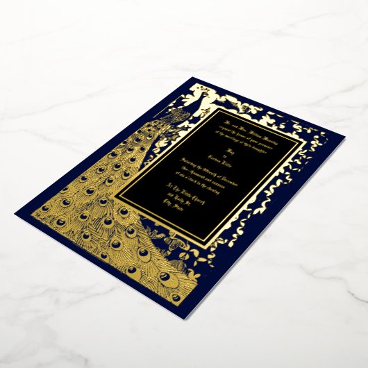 エラエレガントービクトリアンアールヌーボーピーコッ結婚ク 箔招待状 (回転した状態)