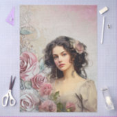 エラエレガントービクトリアンレディーラベンダーバラ&レース 薄葉紙 (クラフト)