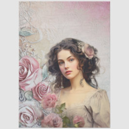 エラエレガントービクトリアンレディーラベンダーバラ&レース 薄葉紙