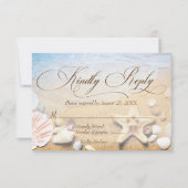 エラガントスターフィッシュトロピカルビーチ結婚式RSVPカード 招待状 (正面)