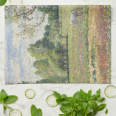 エラニーの灰色の馬のいる牧草地 油絵 キッチンタオル (折り畳み)