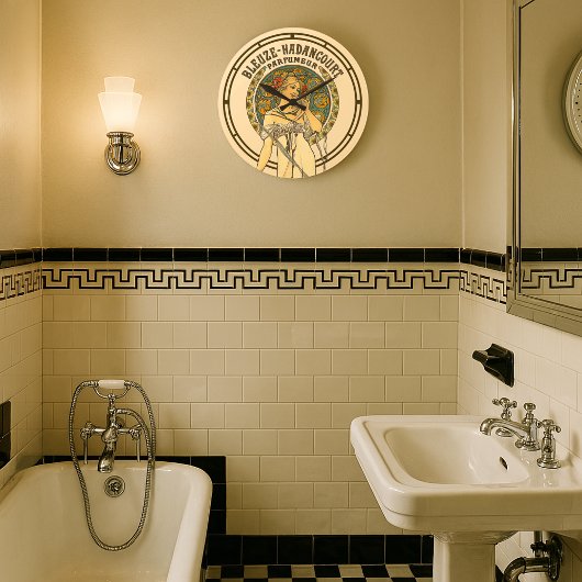 エラビクトリアンアールヌーボーフランスの香水Ad ラージ壁時計