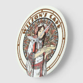 エラビクトリアンアールヌーボーミュシャカフェ ラージ壁時計 (傾斜)