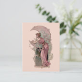 エラビクトリアンアールヌーボー女性&三日月 ポストカード (スタンド正面)
