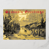 エラビクトリアンウィンタースケーターby Currier & Ives 箔シーズンカード (正面)