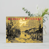 エラビクトリアンウィンタースケーターby Currier & Ives 箔シーズンカード (立ち正面)