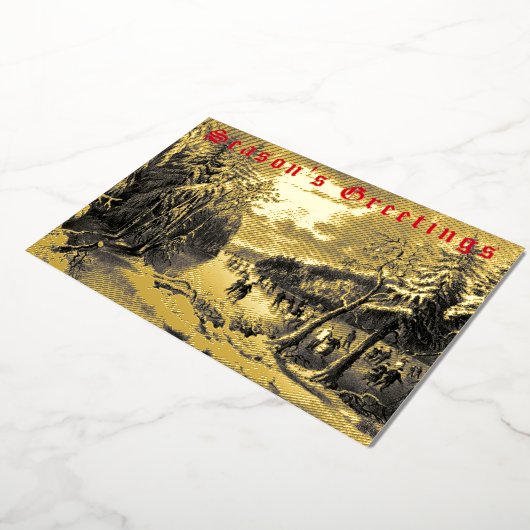 エラビクトリアンウィンタースケーターby Currier & Ives 箔シーズンカード (回転した状態)