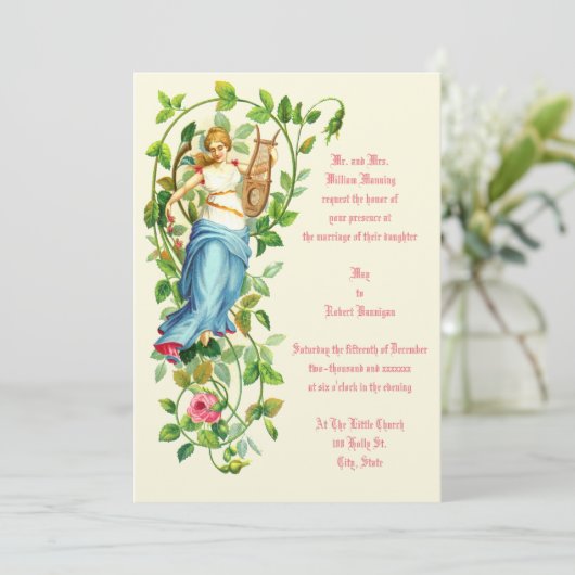 エラビクトリアンウーマン&ハープとバラ結婚ズ 招待状 (スタンド正面)