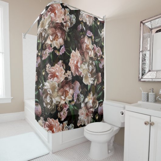 エラビクトリアンダークラッシュはっきりしたムーディゴシックフローラ シャワーカーテン (インサイチュ)